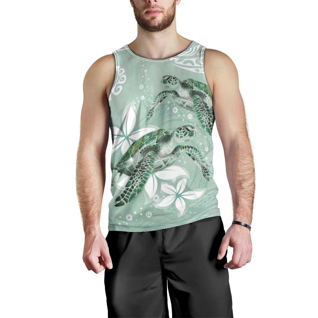 Happy Valentine's Day Polynesia Men Tank Top SeaTurtle Couple Polynesian - Green Lester Color