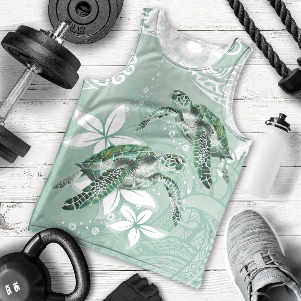 Happy Valentine's Day Polynesia Men Tank Top SeaTurtle Couple Polynesian - Green Lester Color