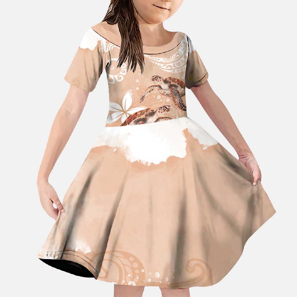 Happy Valentine's Day Polynesia Family Matching Tank Maxi Dress and Hawaiian Shirt SeaTurtle Couple Polynesian - Desert Sand Color