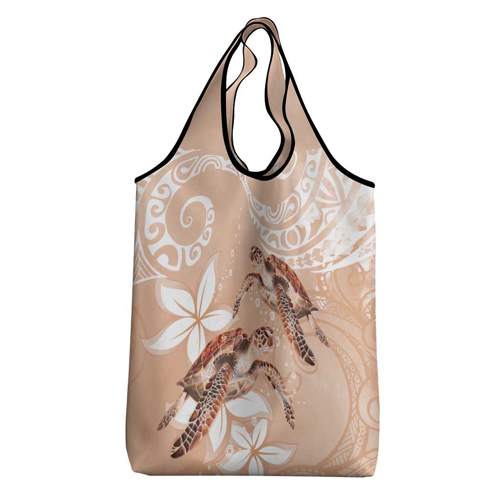 Happy Valentine's Day Polynesia Grocery Bag SeaTurtle Couple Polynesian - Desert Sand Color