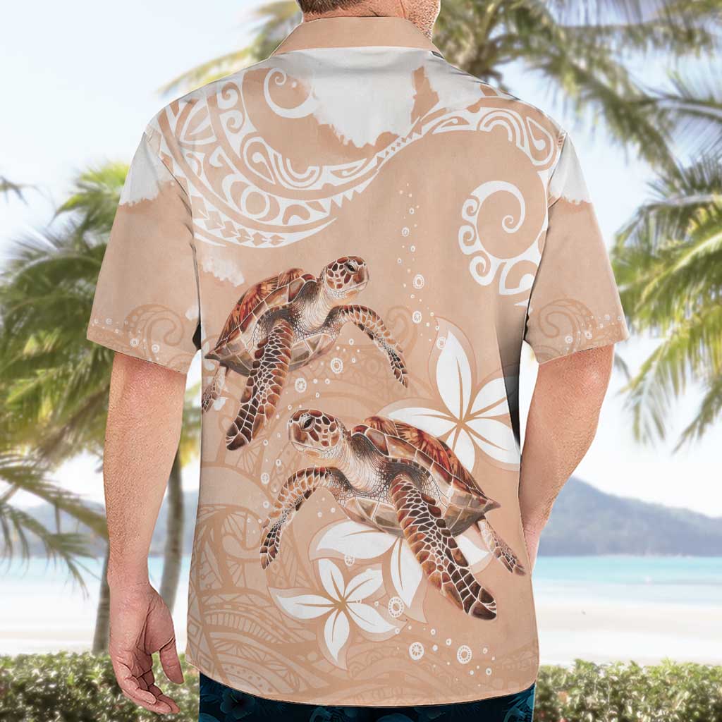 Happy Valentine's Day Polynesia Hawaiian Shirt SeaTurtle Couple Polynesian - Desert Sand Color