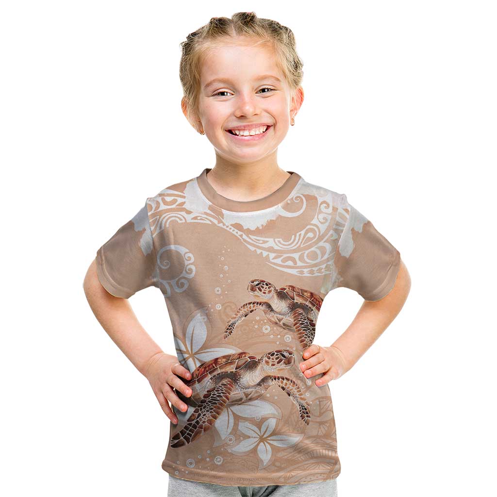 Happy Valentine's Day Polynesia Kid T Shirt SeaTurtle Couple Polynesian - Desert Sand Color
