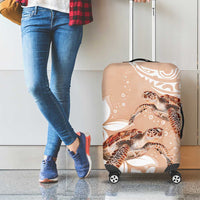 Happy Valentine's Day Polynesia Luggage Cover SeaTurtle Couple Polynesian - Desert Sand Color