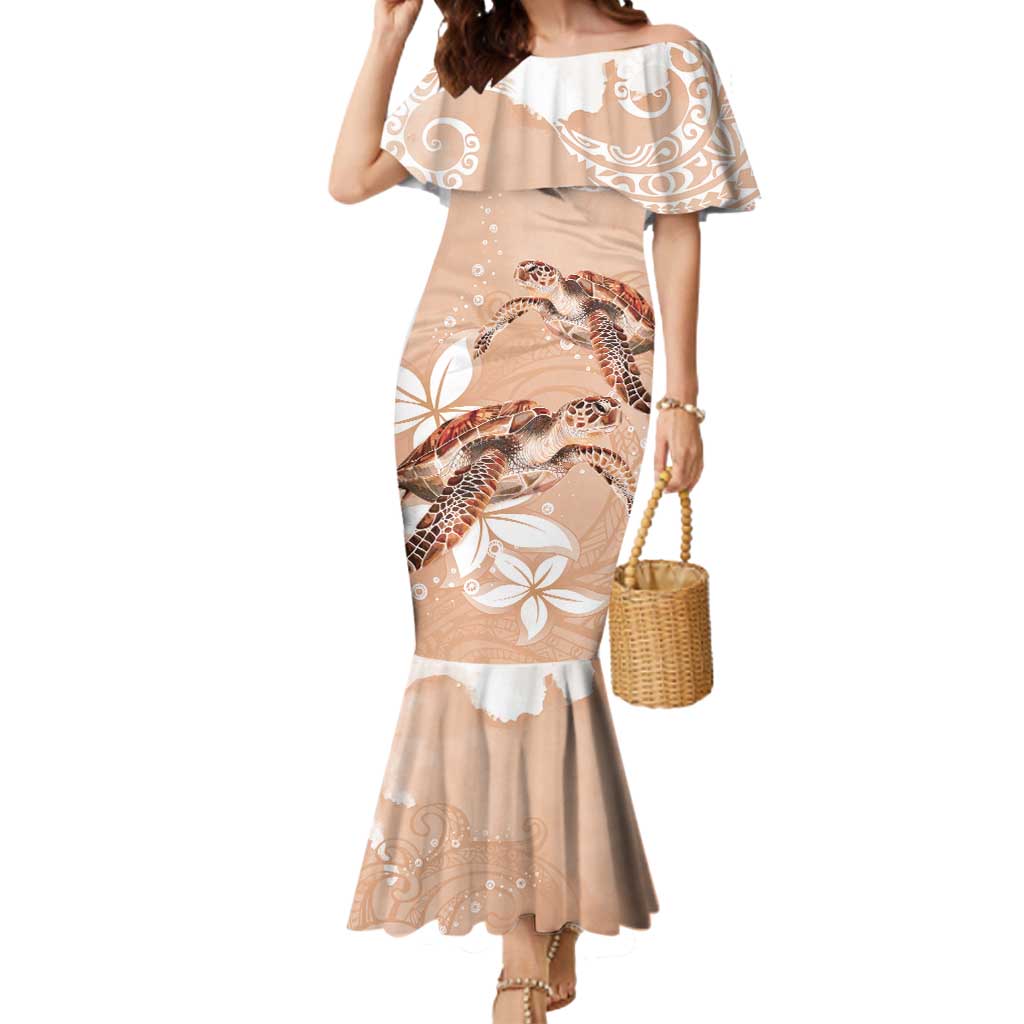 Happy Valentine's Day Polynesia Mermaid Dress SeaTurtle Couple Polynesian - Desert Sand Color