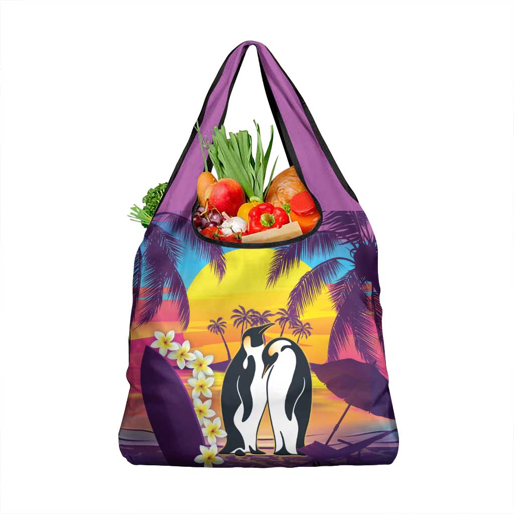 Hawaii Penguin Couple Grocery Bag You Are My Valentine - Tropical Sunset Vibes