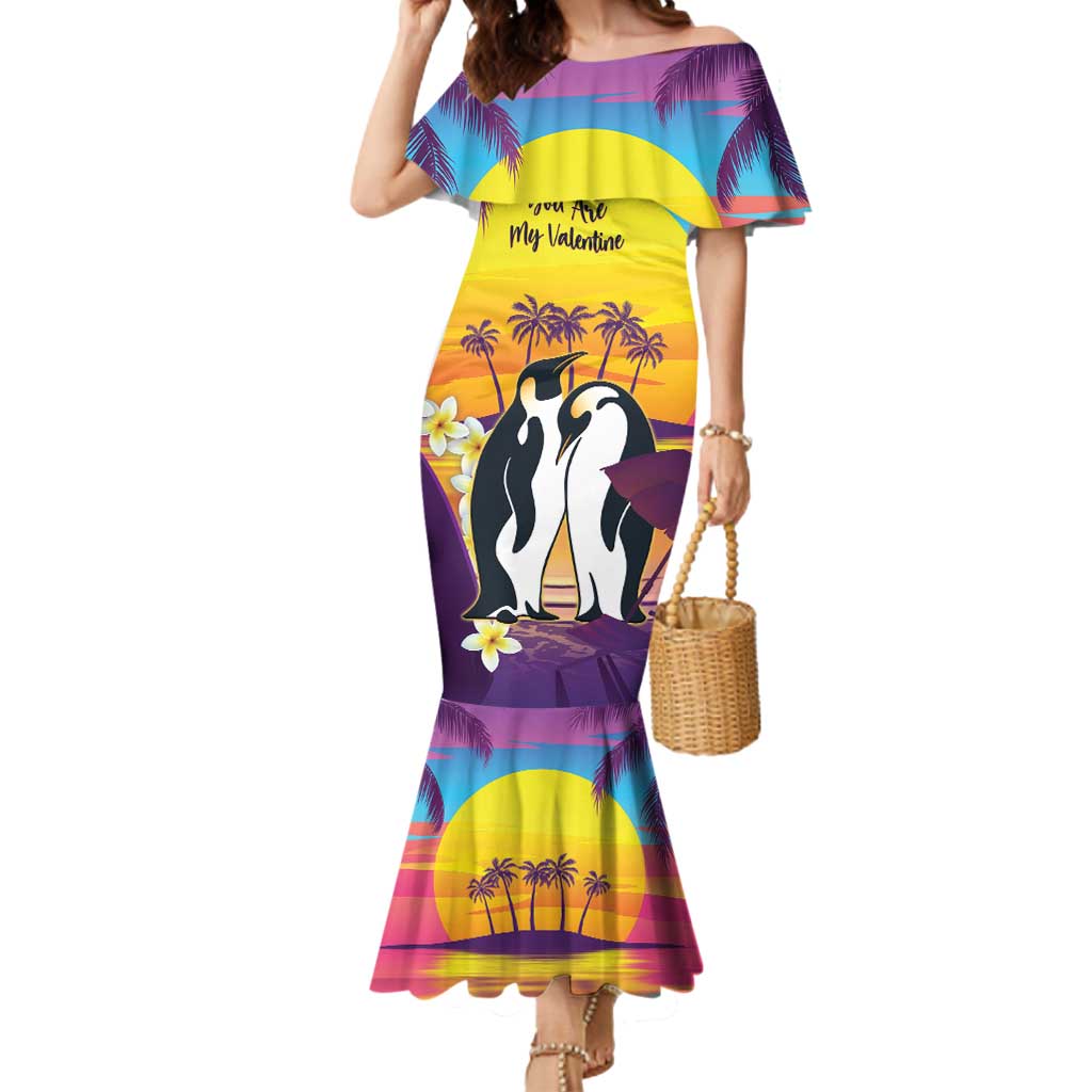 Hawaii Penguin Couple Mermaid Dress You Are My Valentine - Tropical Sunset Vibes