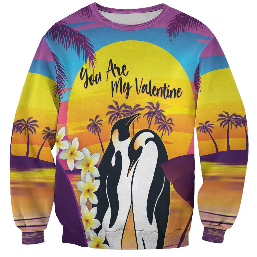 Hawaii Penguin Couple Sweatshirt You Are My Valentine - Tropical Sunset Vibes