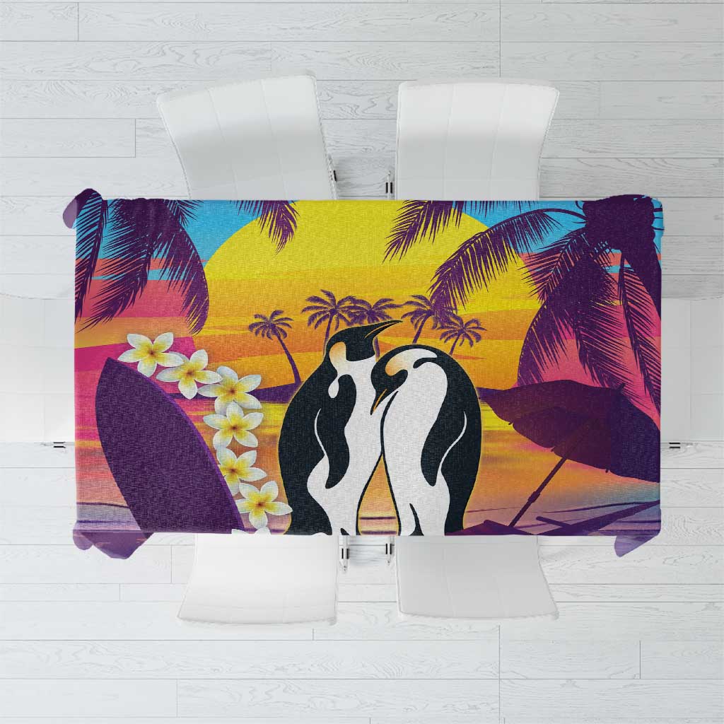 Hawaii Penguin Couple Tablecloth You Are My Valentine - Tropical Sunset Vibes