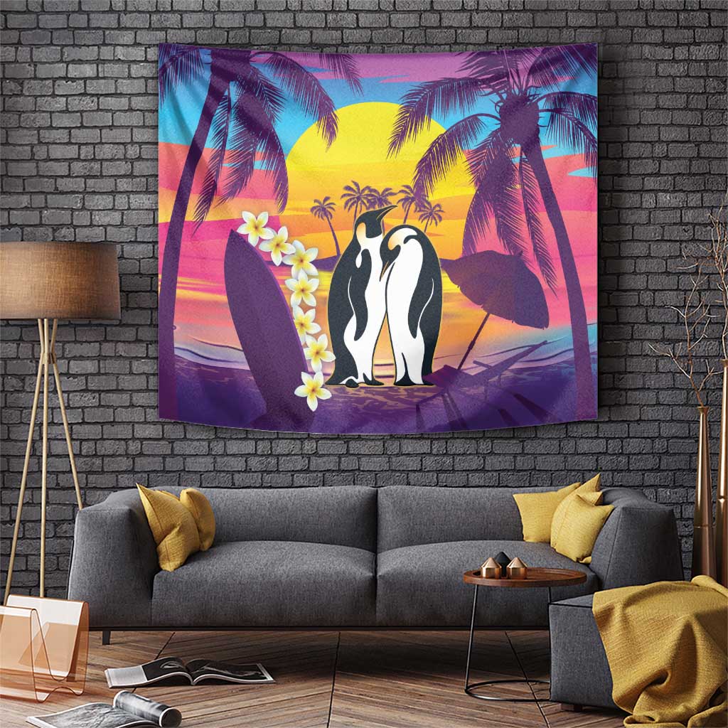 Hawaii Penguin Couple Tapestry You Are My Valentine - Tropical Sunset Vibes