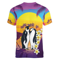 Hawaii Penguin Couple Women V-Neck T-Shirt You Are My Valentine - Tropical Sunset Vibes LT14 - Polynesian Pride