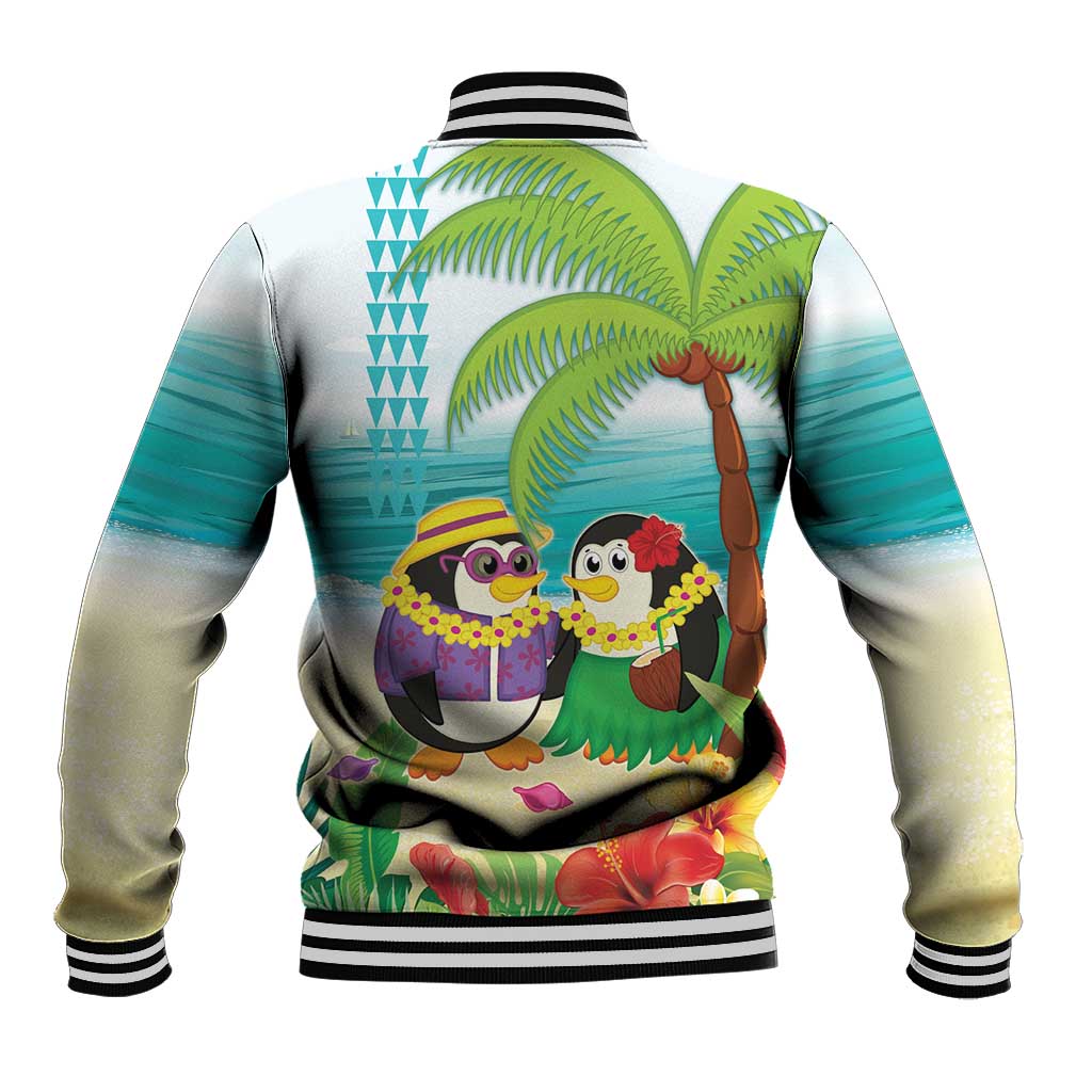 Hawaii Penguin Couple Baseball Jacket Hawaiian Kakau - Tropical Summer Vibes