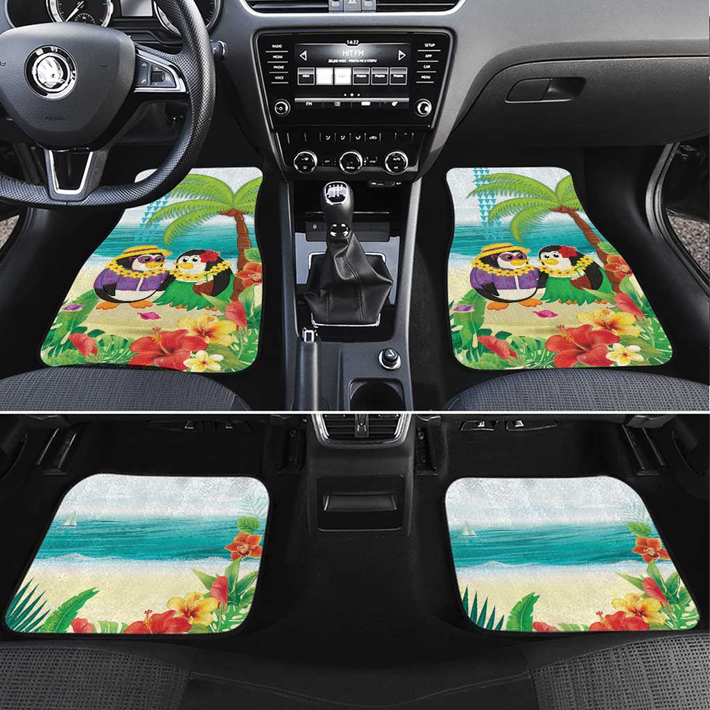 Hawaii Penguin Couple Car Mats Hawaiian Kakau - Tropical Summer Vibes