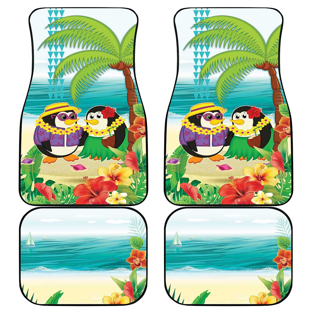 Hawaii Penguin Couple Car Mats Hawaiian Kakau - Tropical Summer Vibes