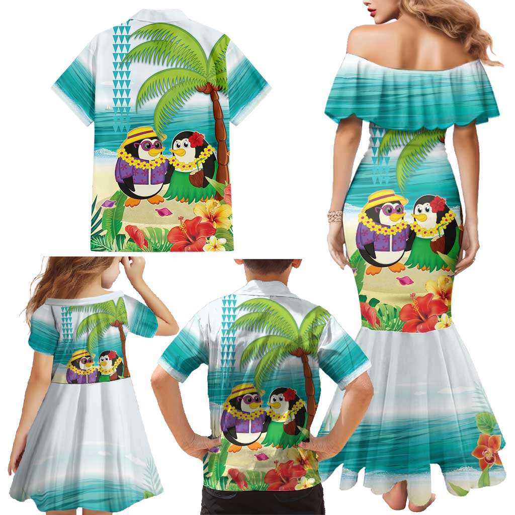Hawaii Penguin Couple Family Matching Mermaid Dress and Hawaiian Shirt Hawaiian Kakau - Tropical Summer Vibes