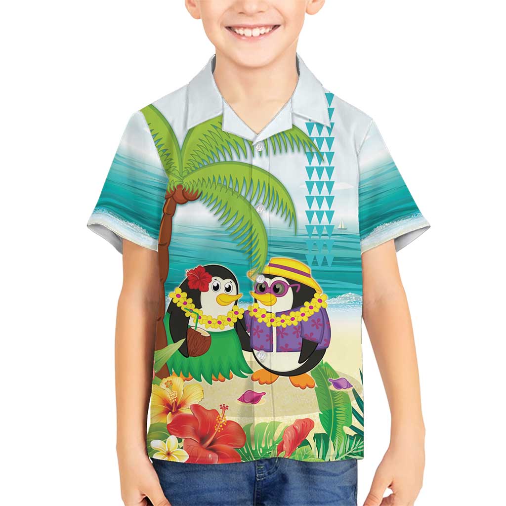 Hawaii Penguin Couple Family Matching Puletasi and Hawaiian Shirt Hawaiian Kakau - Tropical Summer Vibes
