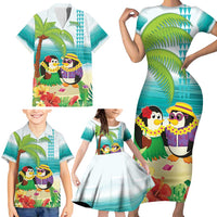 Hawaii Penguin Couple Family Matching Short Sleeve Bodycon Dress and Hawaiian Shirt Hawaiian Kakau - Tropical Summer Vibes LT14 - Polynesian Pride