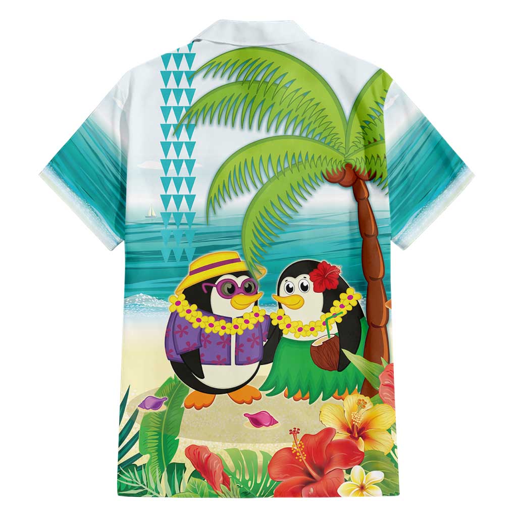 Hawaii Penguin Couple Family Matching Short Sleeve Bodycon Dress and Hawaiian Shirt Hawaiian Kakau - Tropical Summer Vibes LT14 - Polynesian Pride