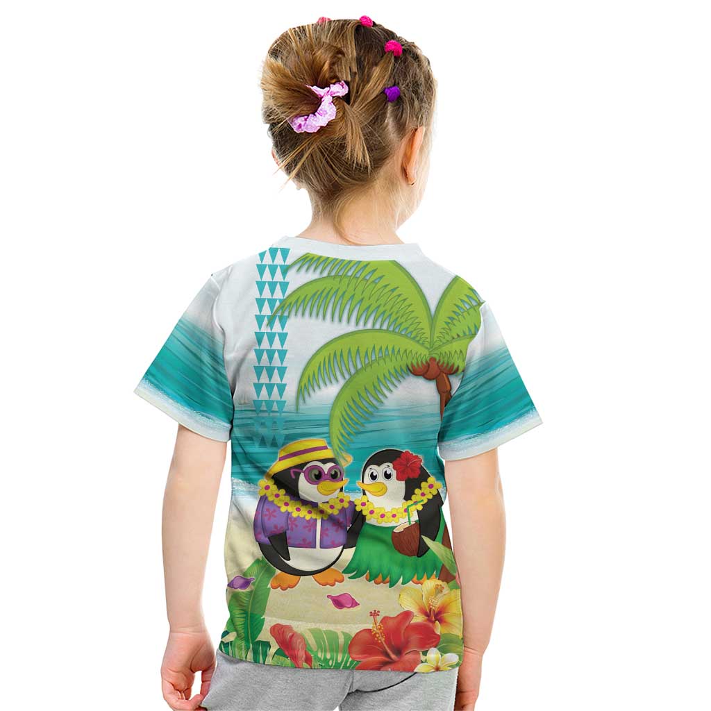 Hawaii Penguin Couple Kid T Shirt Hawaiian Kakau - Tropical Summer Vibes