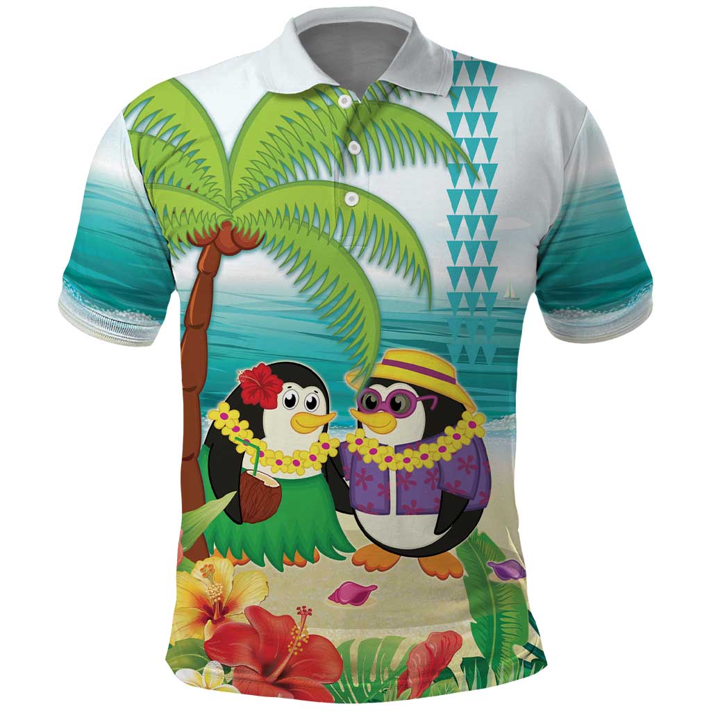 Hawaii Penguin Couple Polo Shirt Hawaiian Kakau - Tropical Summer Vibes