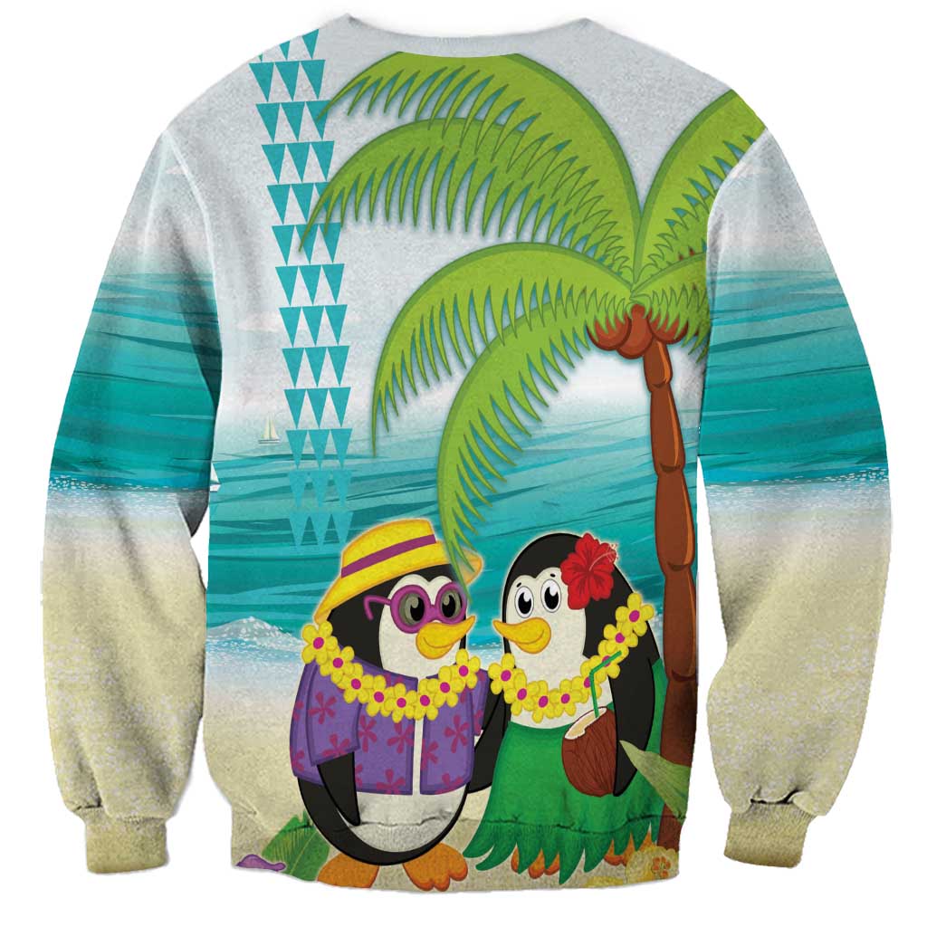 Hawaii Penguin Couple Sweatshirt Hawaiian Kakau - Tropical Summer Vibes