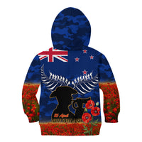 New Zealand ANZAC Day Kid Hoodie 25 April Last Post Camouflage With Poppies LT14 - Polynesian Pride