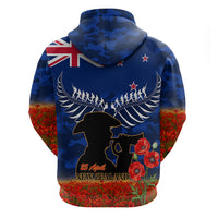 New Zealand ANZAC Day Zip Hoodie 25 April Last Post Camouflage With Poppies LT14 - Polynesian Pride