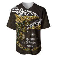 New Zealand Matariki Baseball Jersey Maori New Year Silver Fern And Lizard - Gold