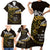 New Zealand Matariki Family Matching Short Sleeve Bodycon Dress and Hawaiian Shirt Maori New Year Silver Fern And Lizard - Gold
