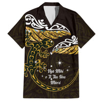 New Zealand Matariki Family Matching Short Sleeve Bodycon Dress and Hawaiian Shirt Maori New Year Silver Fern And Lizard - Gold