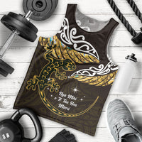 New Zealand Matariki Men Tank Top Maori New Year Silver Fern And Lizard - Gold