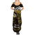 New Zealand Matariki Summer Maxi Dress Maori New Year Silver Fern And Lizard - Gold