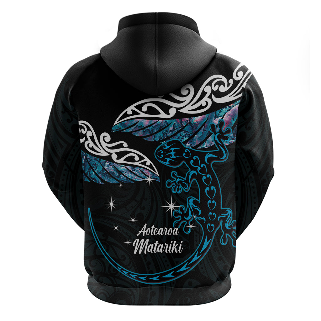 New Zealand Matariki Hoodie Maori New Year Silver Fern And Lizard - Turquosie
