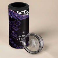 New Zealand Matariki 4 in 1 Can Cooler Tumbler Maori New Year Silver Fern And Lizard - Purple