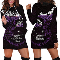 New Zealand Matariki Hoodie Dress Maori New Year Silver Fern And Lizard - Purple