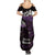 New Zealand Matariki Summer Maxi Dress Maori New Year Silver Fern And Lizard - Purple