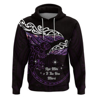 New Zealand Matariki Zip Hoodie Maori New Year Silver Fern And Lizard - Purple