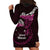 New Zealand Matariki Hoodie Dress Maori New Year Silver Fern And Lizard - Pink