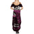 New Zealand Matariki Summer Maxi Dress Maori New Year Silver Fern And Lizard - Pink