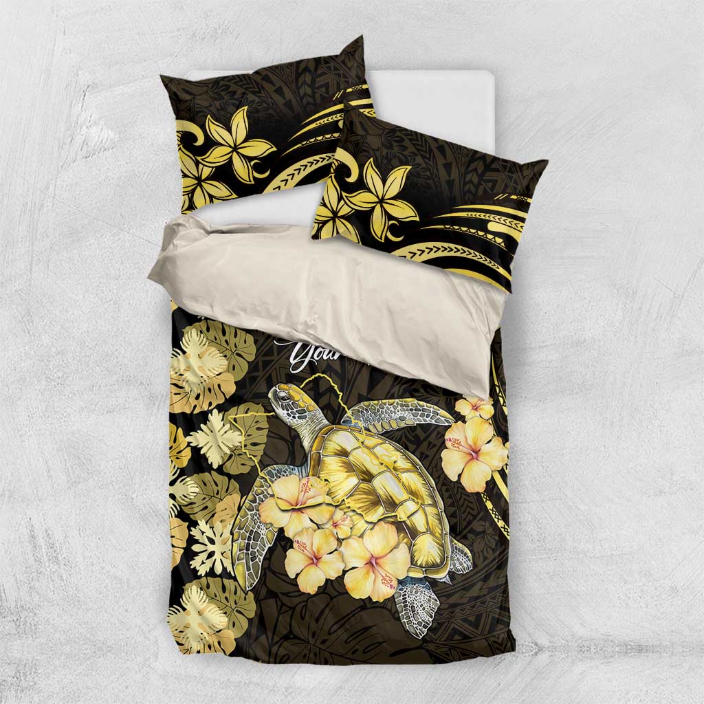 Personalised Aloha Hawaii Oahu Island Bedding Set Gathering Place Sea Turtle Ilima Flowers