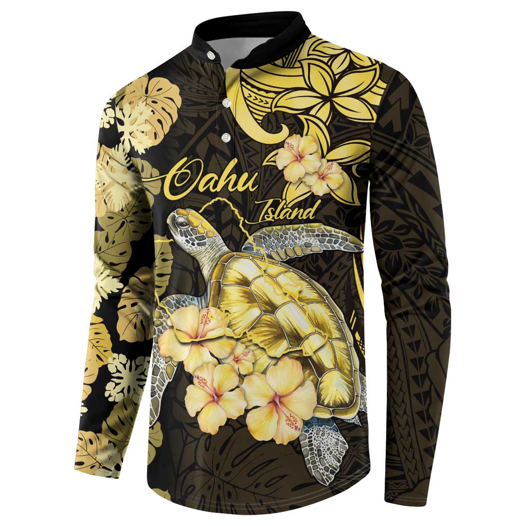 Personalised Aloha Hawaii Oahu Island Button Sweatshirt Gathering Place Sea Turtle Ilima Flowers