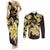 Personalised Aloha Hawaii Oahu Island Couples Matching Tank Maxi Dress and Long Sleeve Button Shirt Gathering Place Sea Turtle Ilima Flowers