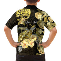 Personalised Aloha Hawaii Oahu Island Family Matching Summer Maxi Dress and Hawaiian Shirt Gathering Place Sea Turtle Ilima Flowers