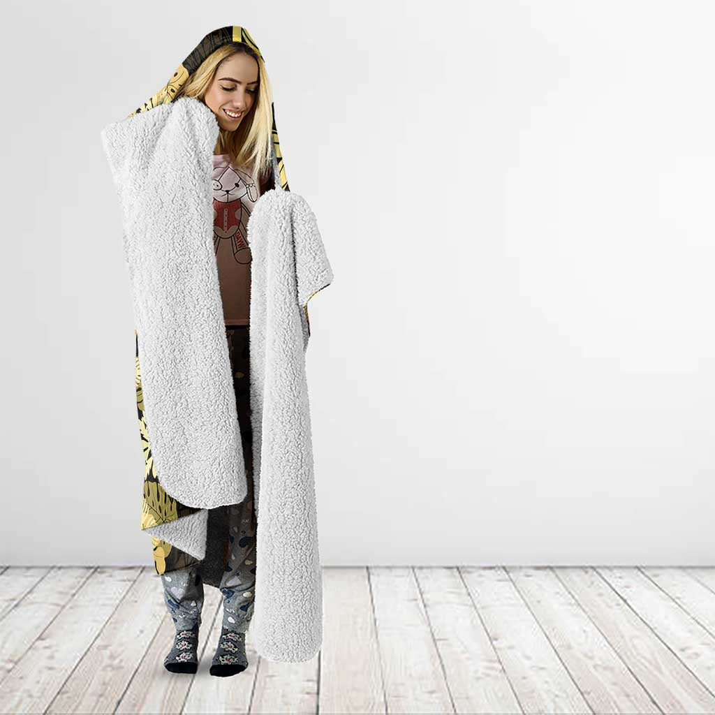 Personalised Aloha Hawaii Oahu Island Hooded Blanket Gathering Place Sea Turtle Ilima Flowers