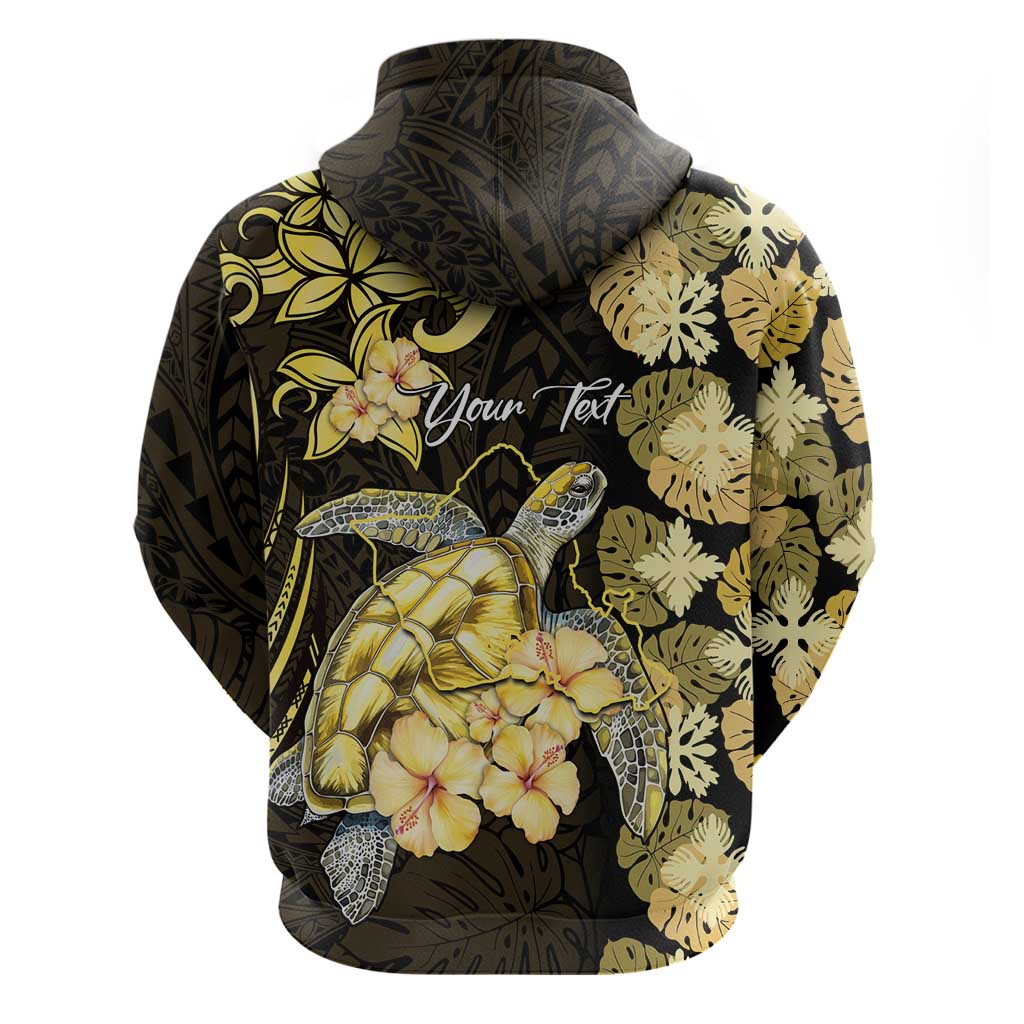 Personalised Aloha Hawaii Oahu Island Hoodie Gathering Place Sea Turtle Ilima Flowers