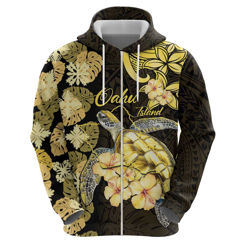 Personalised Aloha Hawaii Oahu Island Hoodie Gathering Place Sea Turtle Ilima Flowers