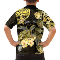 Personalised Aloha Hawaii Oahu Island Kid Hawaiian Shirt Gathering Place Sea Turtle Ilima Flowers