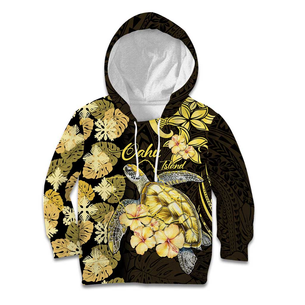 Personalised Aloha Hawaii Oahu Island Kid Hoodie Gathering Place Sea Turtle Ilima Flowers