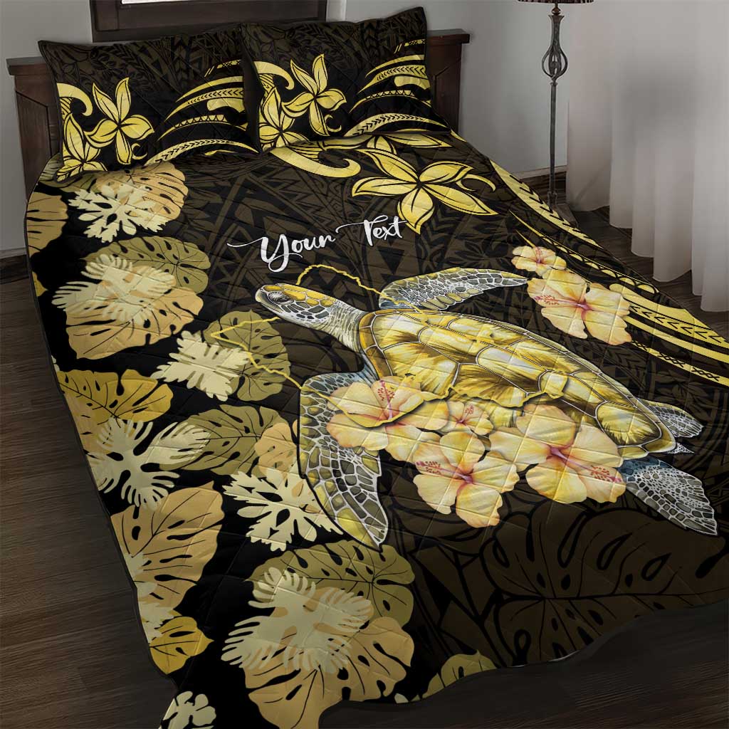 Personalised Aloha Hawaii Oahu Island Quilt Bed Set Gathering Place Sea Turtle Ilima Flowers