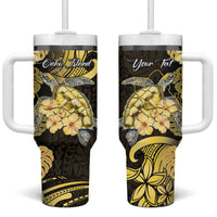 Personalised Aloha Hawaii Oahu Island Tumbler With Handle Gathering Place Sea Turtle Ilima Flowers