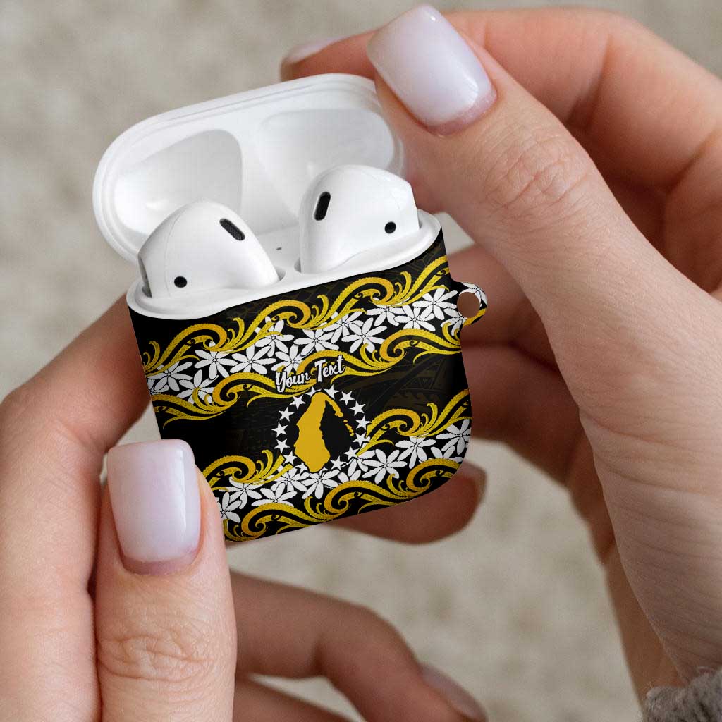 Personalised Cook Islands Aitutaki AirPods Case Tiare Maori Polynesian Waves Tattoo